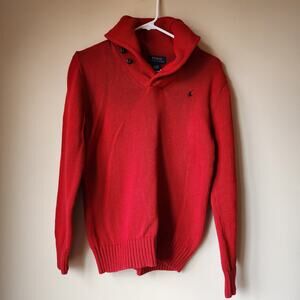 Polo Ralph Lauren Sweater Womens Size Large (14-16) Red V-Neck Pullover READ